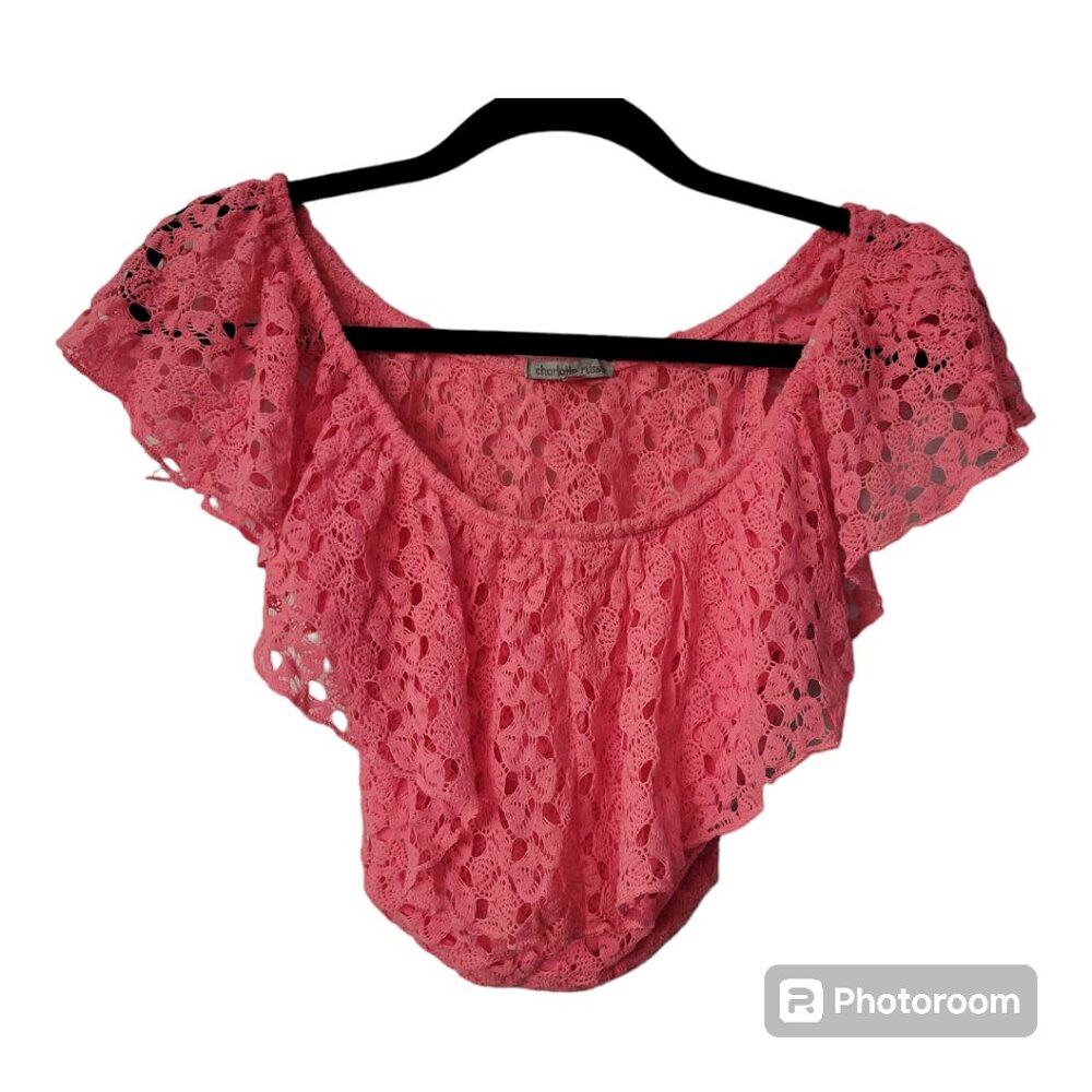 Charlotte Russe Lace Pink Crop Top